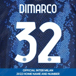 Dimarco 32 (Official Inter Milan 2021/22 Home Club Name and Numbering)